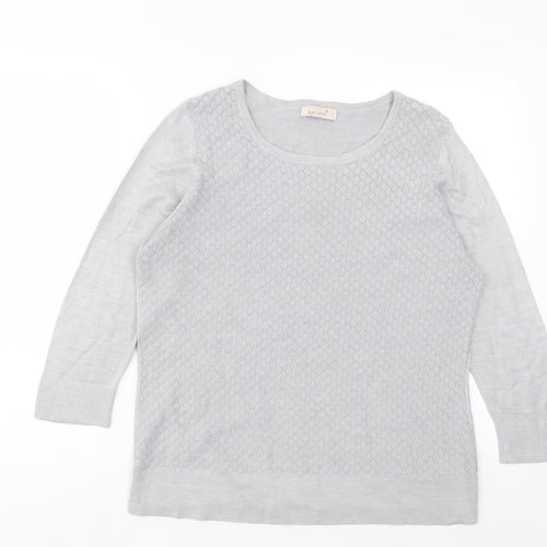 Per Una Womens Grey Crew Neck Acrylic Pullover Jumper Size 14
