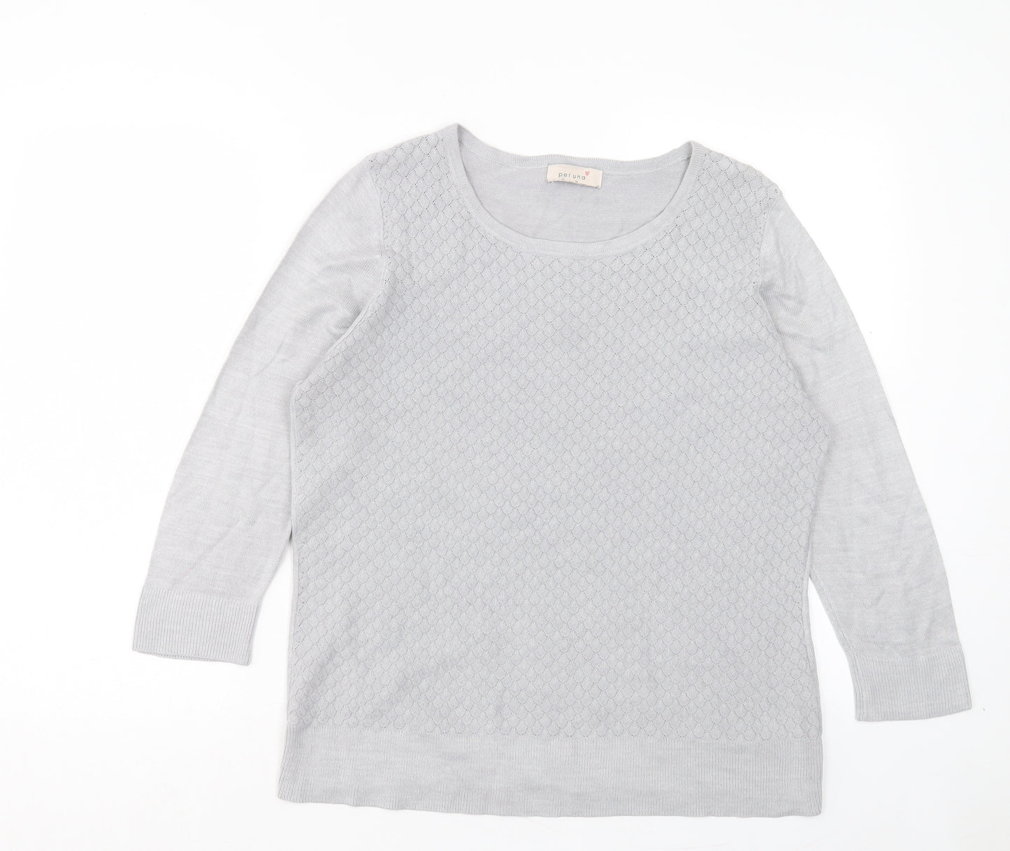 Per Una Womens Grey Crew Neck Acrylic Pullover Jumper Size 14