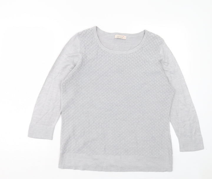 Per Una Womens Grey Crew Neck Acrylic Pullover Jumper Size 14
