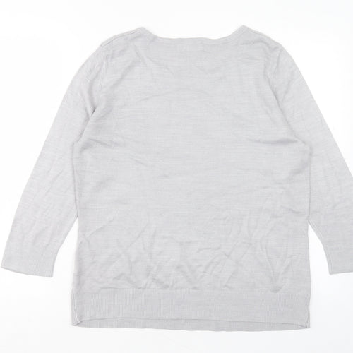 Per Una Womens Grey Crew Neck Acrylic Pullover Jumper Size 14