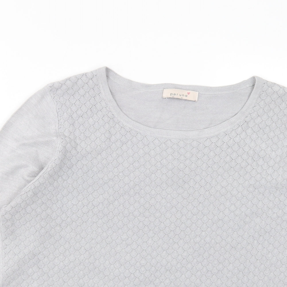 Per Una Womens Grey Crew Neck Acrylic Pullover Jumper Size 14