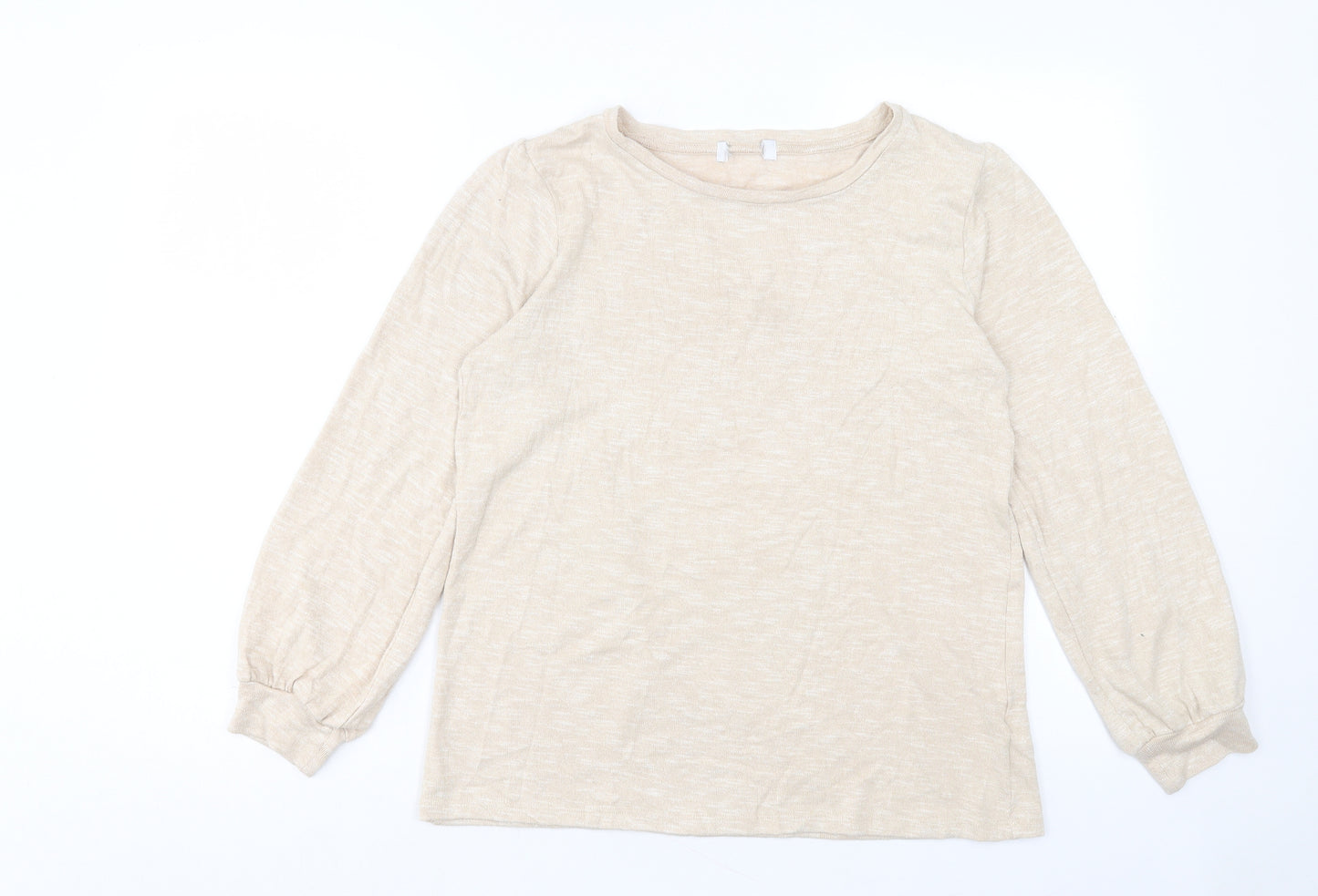 NEXT Womens Beige Viscose Basic T-Shirt Size 12 Crew Neck