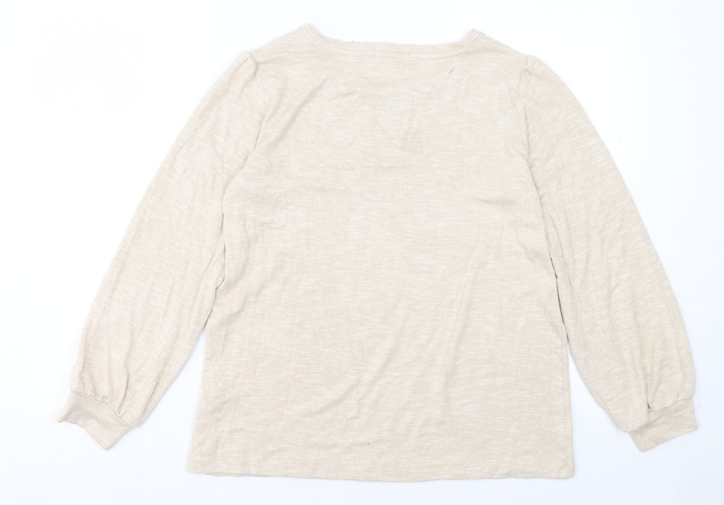 NEXT Womens Beige Viscose Basic T-Shirt Size 12 Crew Neck