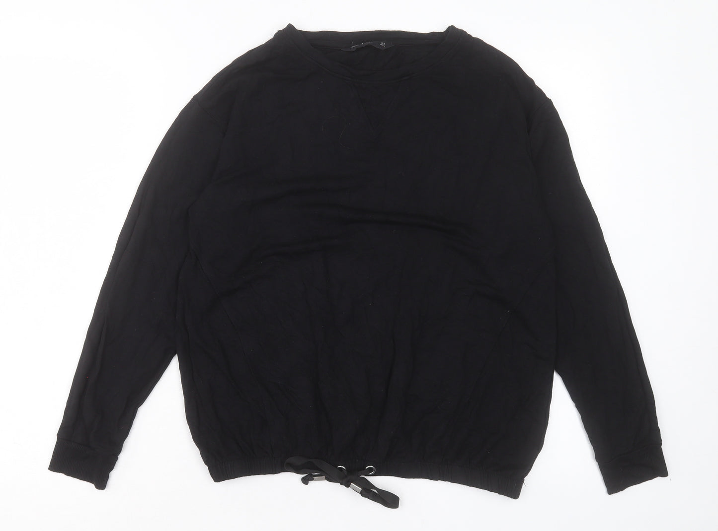 F&F Womens Black Viscose Basic T-Shirt Size 6 Crew Neck