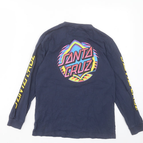 Santa Cruz Boys Blue Cotton Basic Casual Size 12 Years Crew Neck Pullover