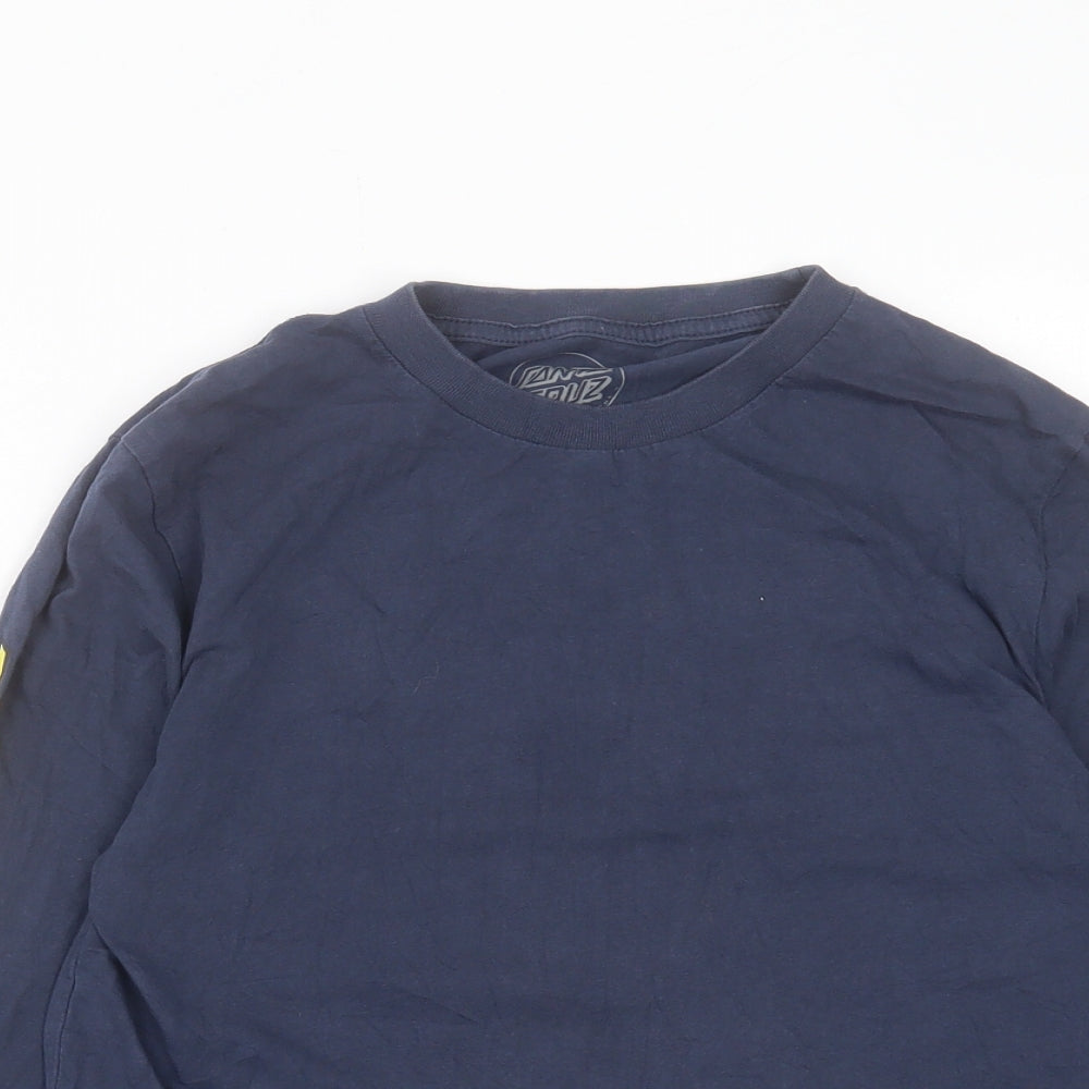 Santa Cruz Boys Blue Cotton Basic Casual Size 12 Years Crew Neck Pullover