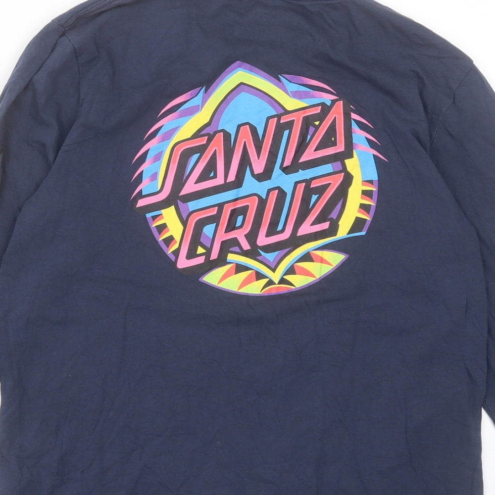 Santa Cruz Boys Blue Cotton Basic Casual Size 12 Years Crew Neck Pullover