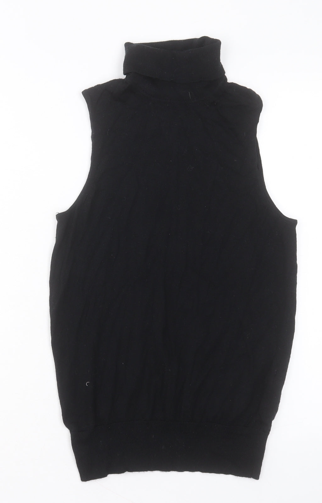 Reiss Womens Black Roll Neck Wool Vest Jumper Size M