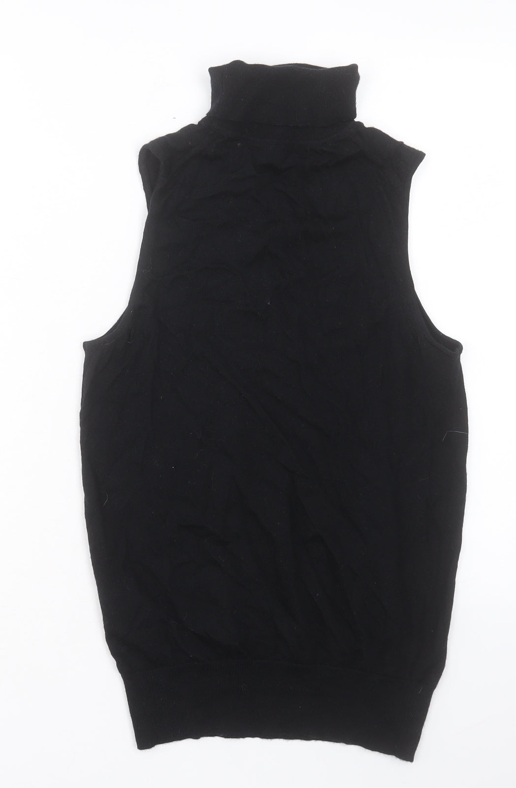 Reiss Womens Black Roll Neck Wool Vest Jumper Size M