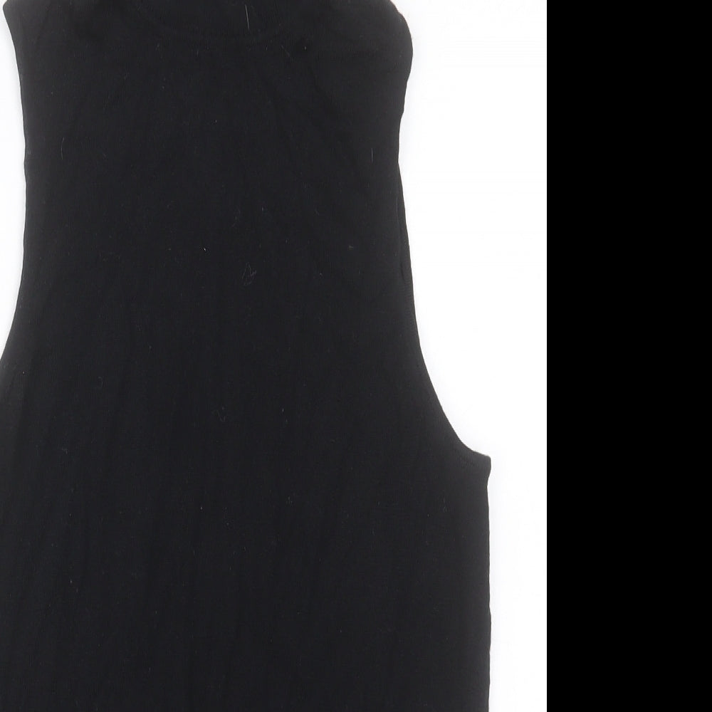 Reiss Womens Black Roll Neck Wool Vest Jumper Size M