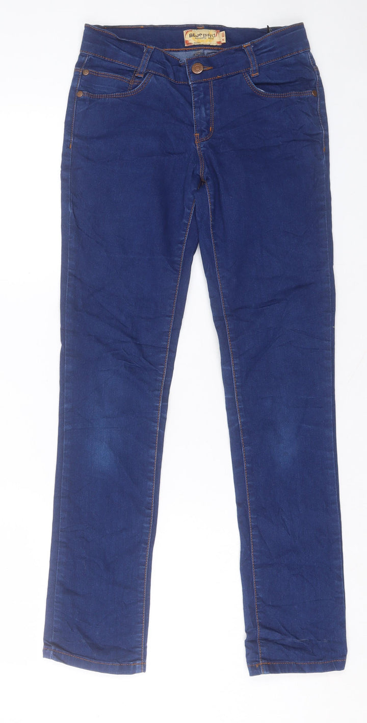 Blue Effect Girls Blue Cotton Straight Jeans Size 13 Years Regular Button