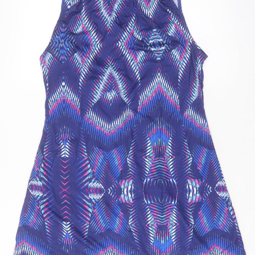 Kaliedoscope Womens Purple Geometric Polyester A-Line Size 14 Halter Tie