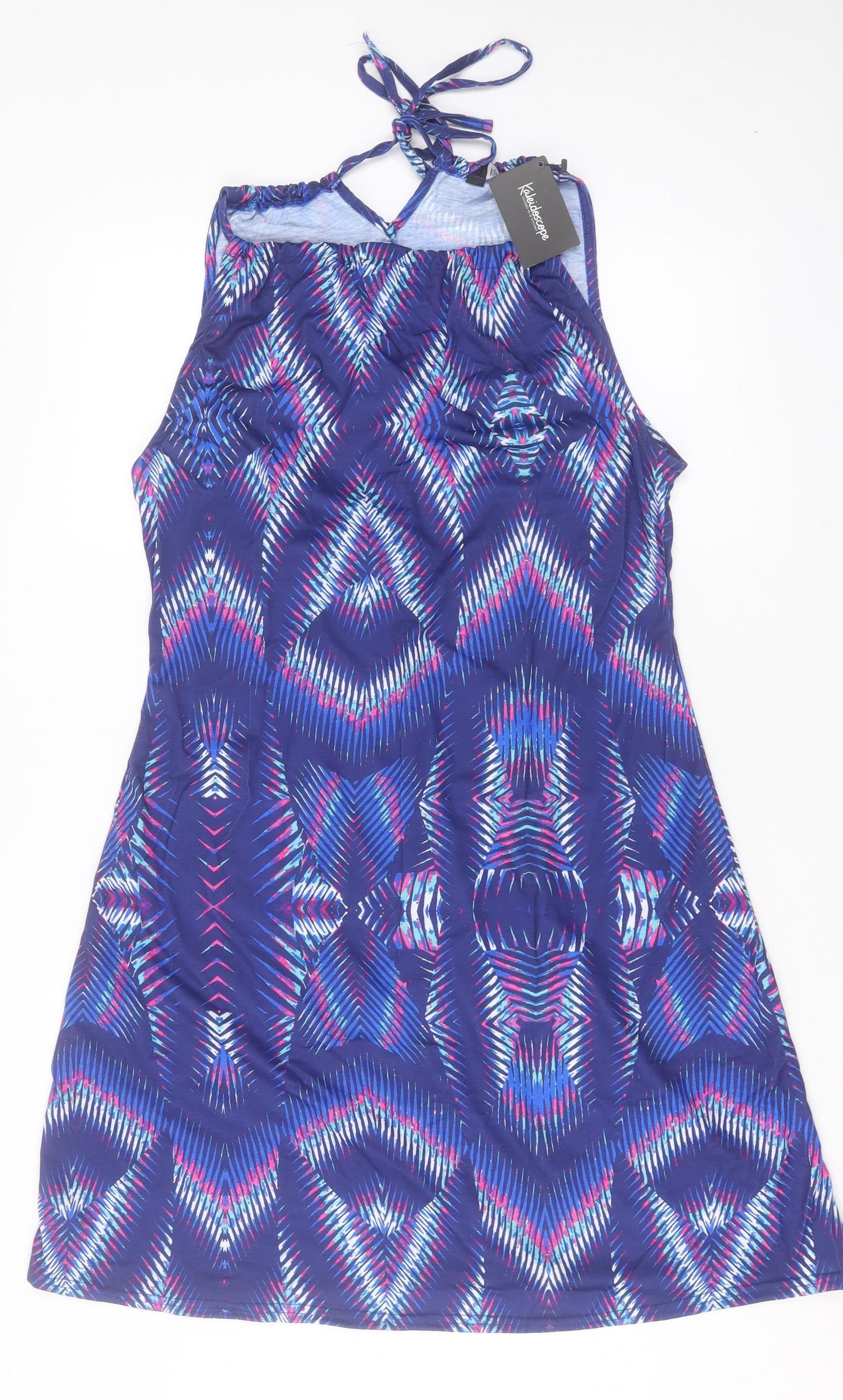 Kaleidoscope Womens Purple Geometric Polyester A-Line Size 16 Halter Tie
