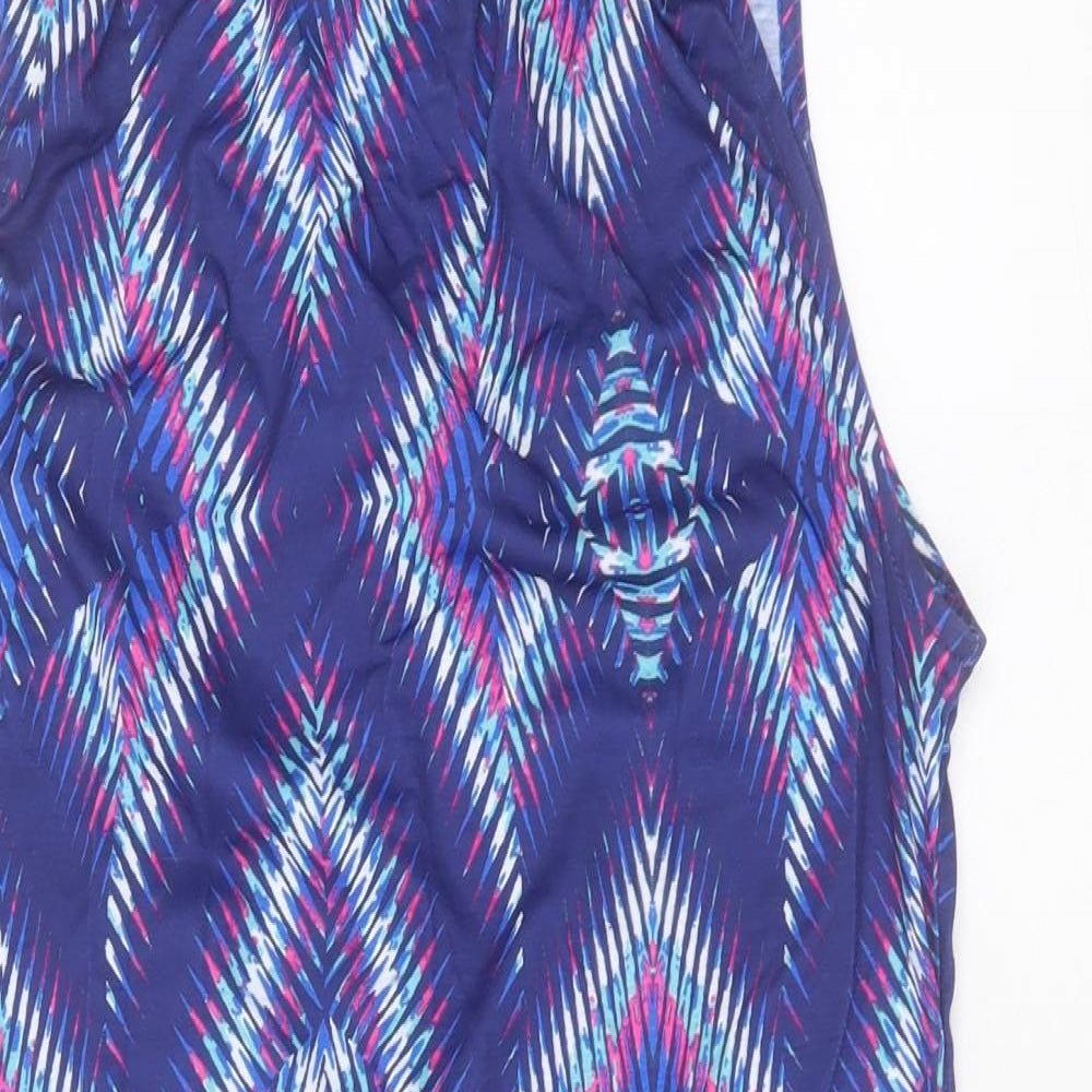 Kaleidoscope Womens Purple Geometric Polyester A-Line Size 16 Halter Tie