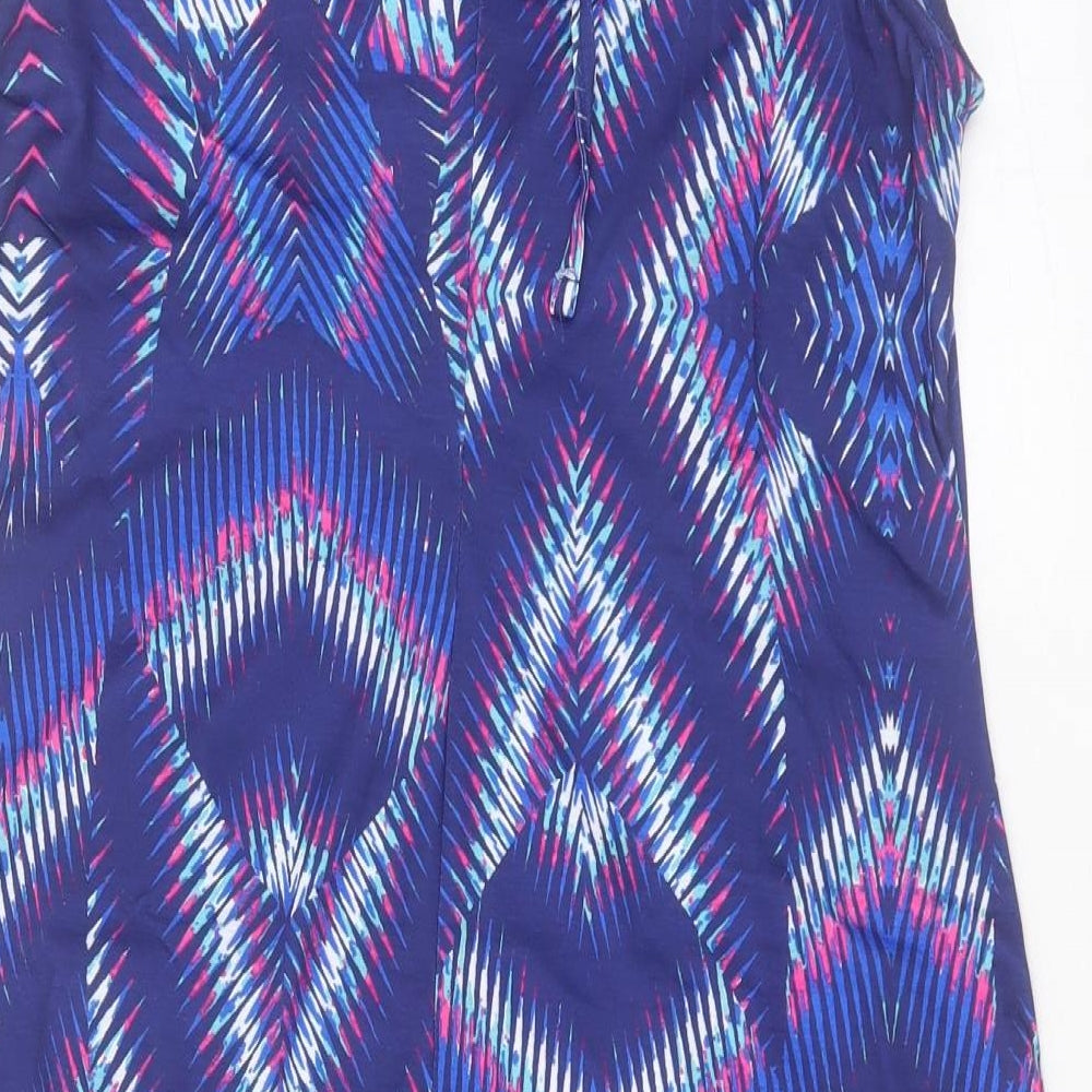 Kaleidoscope Womens Purple Geometric Polyester A-Line Size 16 Halter Tie