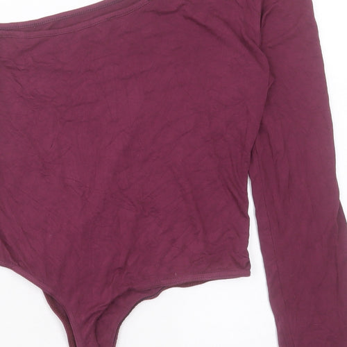 Missguided Womens Purple Viscose Bodysuit One-Piece Size 12 Snap