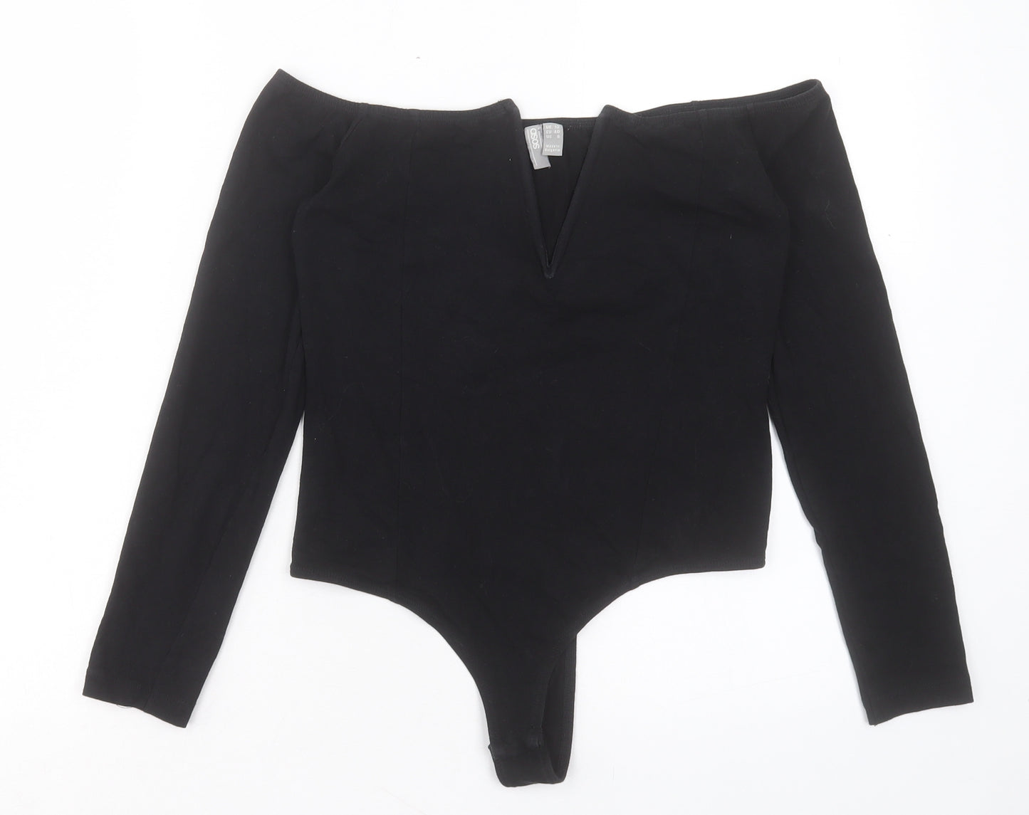 ASOS Womens Black Cotton Bodysuit One-Piece Size 12 Snap