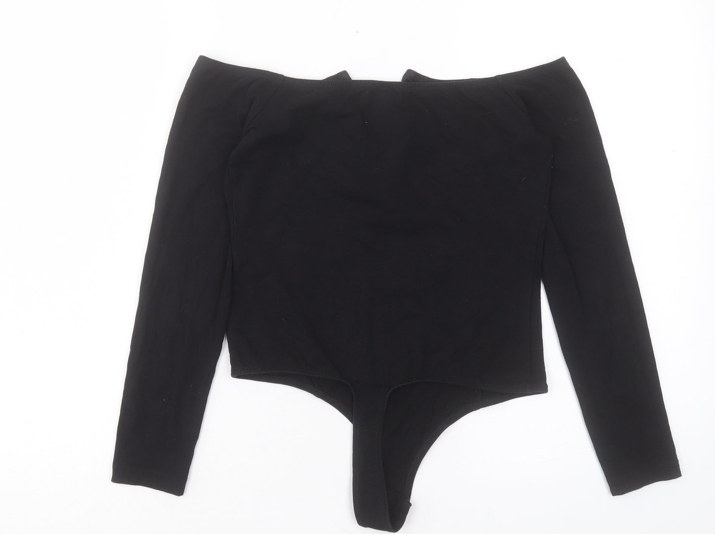ASOS Womens Black Cotton Bodysuit One-Piece Size 12 Snap