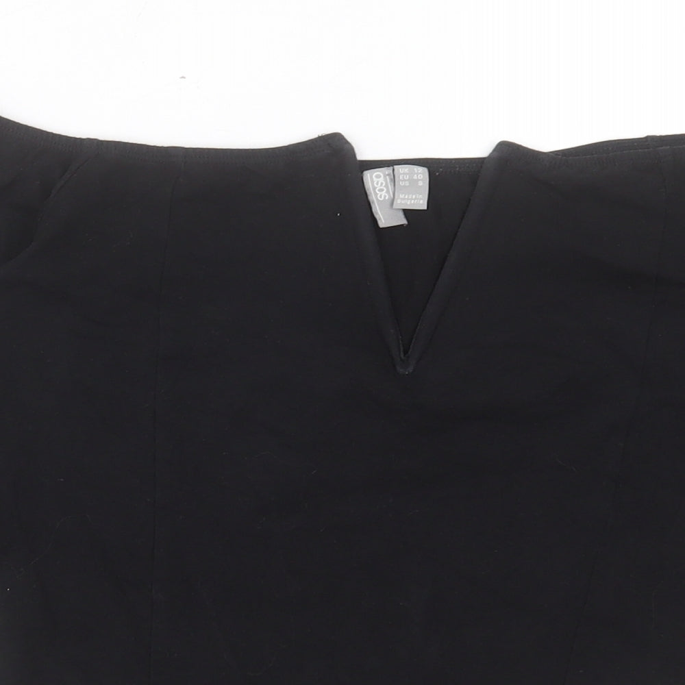 ASOS Womens Black Cotton Bodysuit One-Piece Size 12 Snap