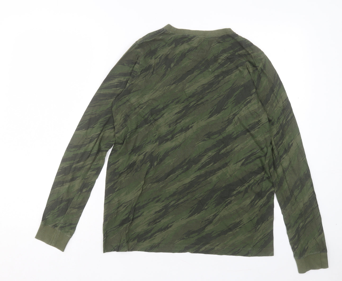 Nike Boys Green Camouflage Cotton Basic Casual Size 13-14 Years Crew Neck Pullover