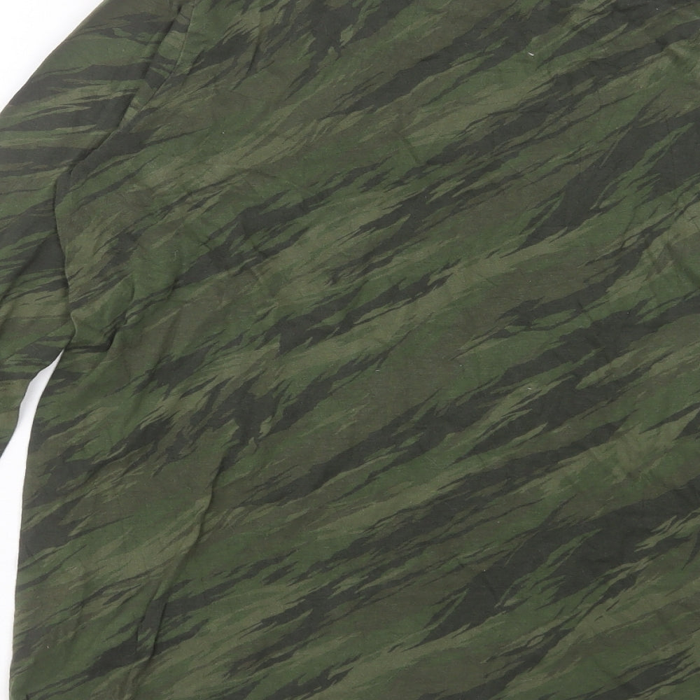 Nike Boys Green Camouflage Cotton Basic Casual Size 13-14 Years Crew Neck Pullover