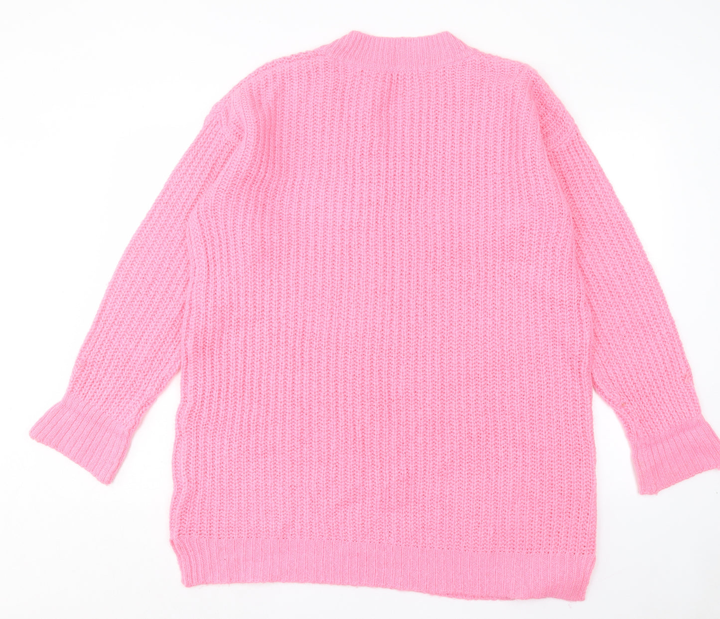 George Womens Pink Acrylic Jumper Dress Size L V-Neck Pullover