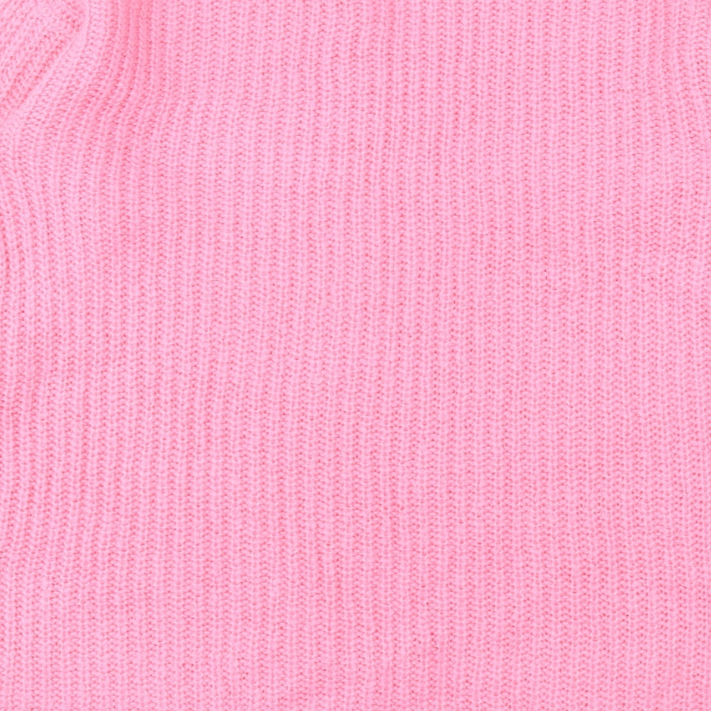 George Womens Pink Acrylic Jumper Dress Size L V-Neck Pullover
