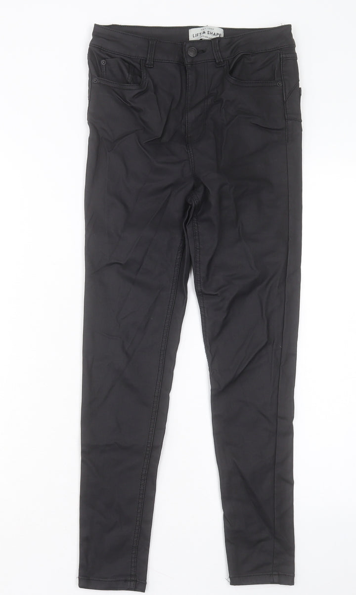 New Look Womens Black Viscose Skinny Jeans Size 10 L25 in Regular Button - Leather Look