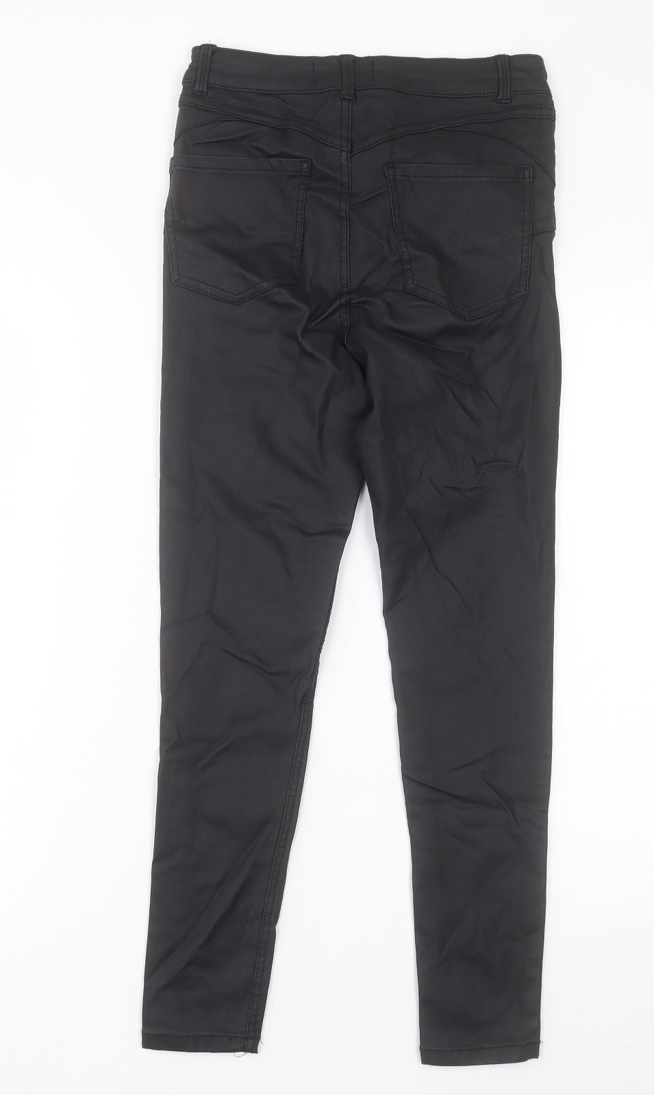 New Look Womens Black Viscose Skinny Jeans Size 10 L25 in Regular Button - Leather Look