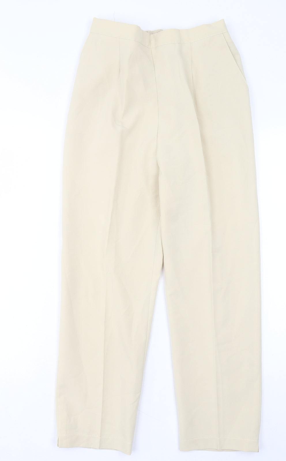 Preworn Womens Ivory Polyester Trousers Size 12 L26 in Regular