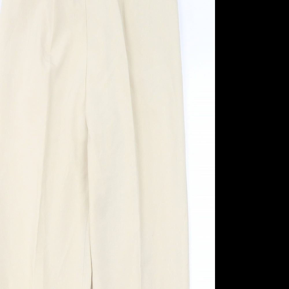 Preworn Womens Ivory Polyester Trousers Size 12 L26 in Regular