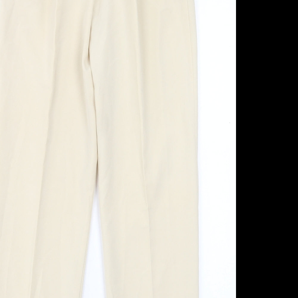 Preworn Womens Ivory Polyester Trousers Size 12 L26 in Regular