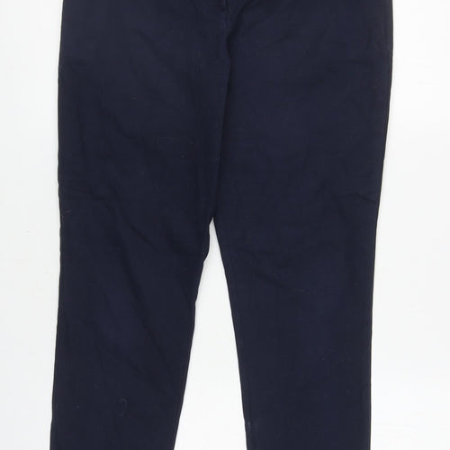 Warehouse Womens Blue Cotton Capri Trousers Size 10 L27 in Regular Zip