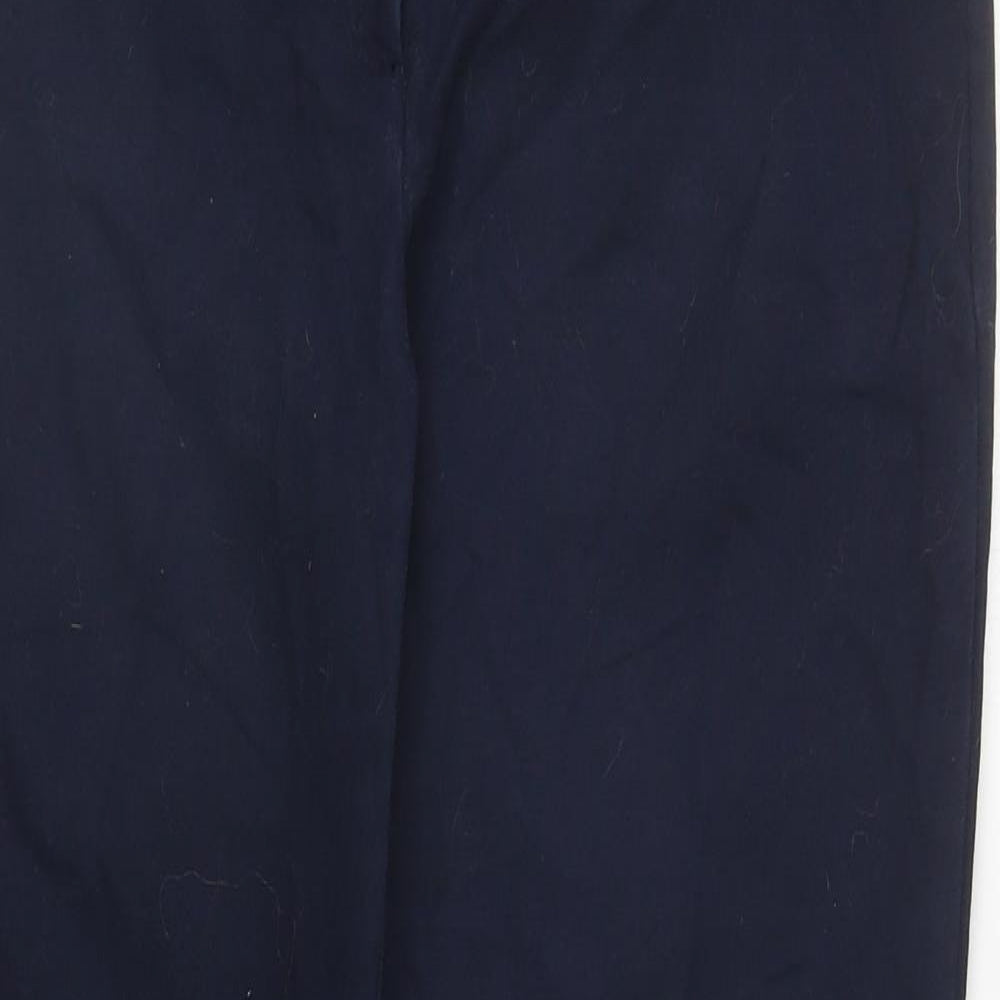 Warehouse Womens Blue Cotton Capri Trousers Size 10 L27 in Regular Zip