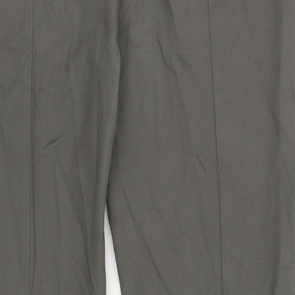 Oasis Womens Grey Cotton Capri Trousers Size 12 L27 in Regular Zip