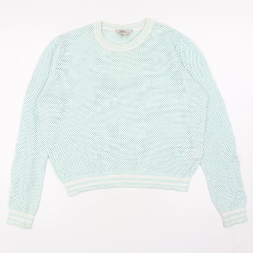 Marks and Spencer Womens Green Crew Neck Cotton Pullover Jumper Size 12