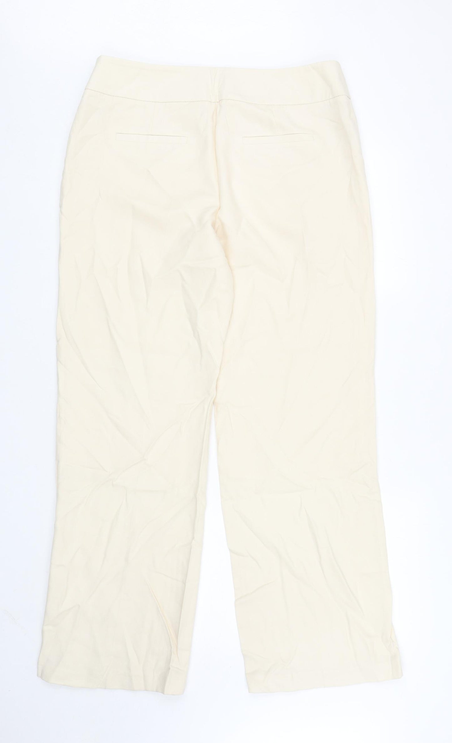 Monsoon Womens Ivory Lyocell Trousers Size 14 L30.5 in Regular Zip