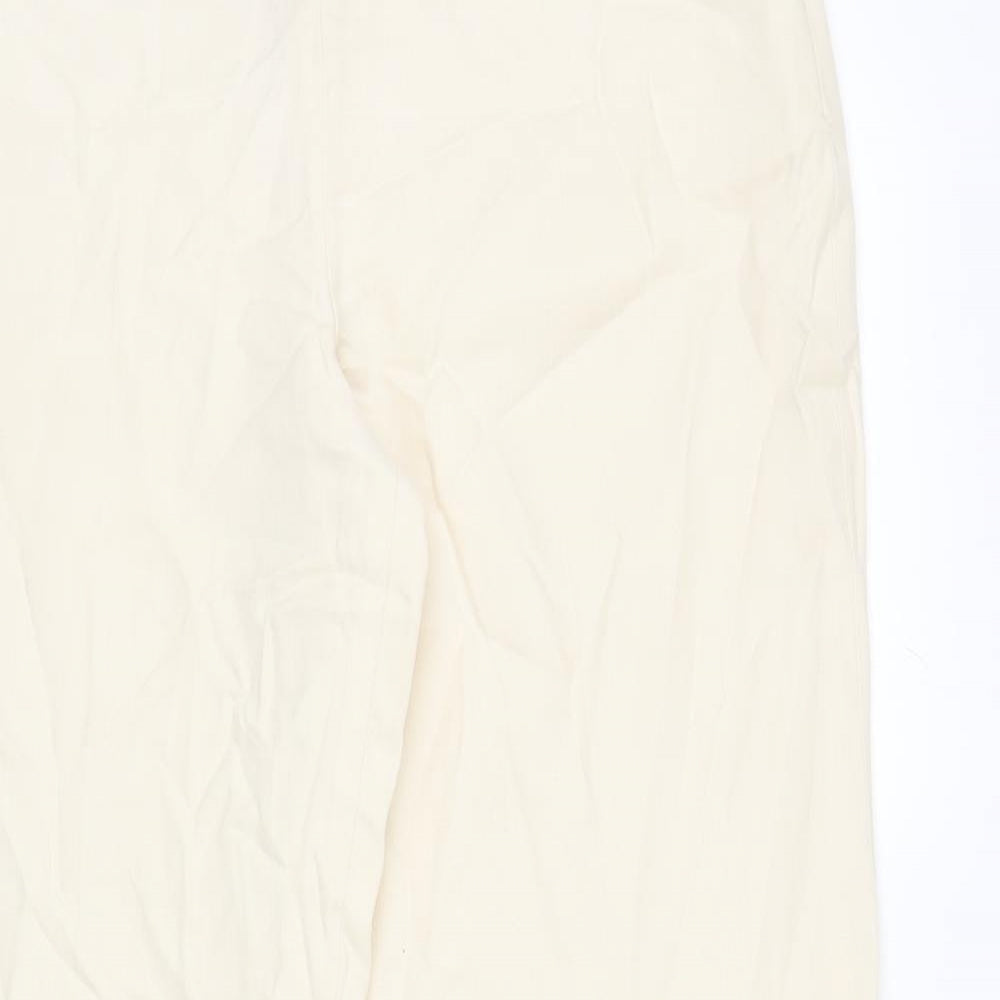 Monsoon Womens Ivory Lyocell Trousers Size 14 L30.5 in Regular Zip