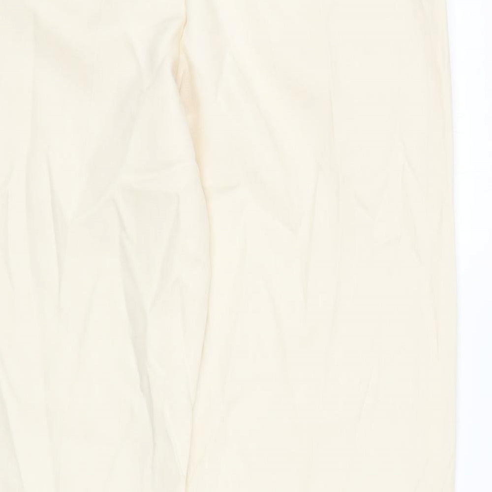 Monsoon Womens Ivory Lyocell Trousers Size 14 L30.5 in Regular Zip