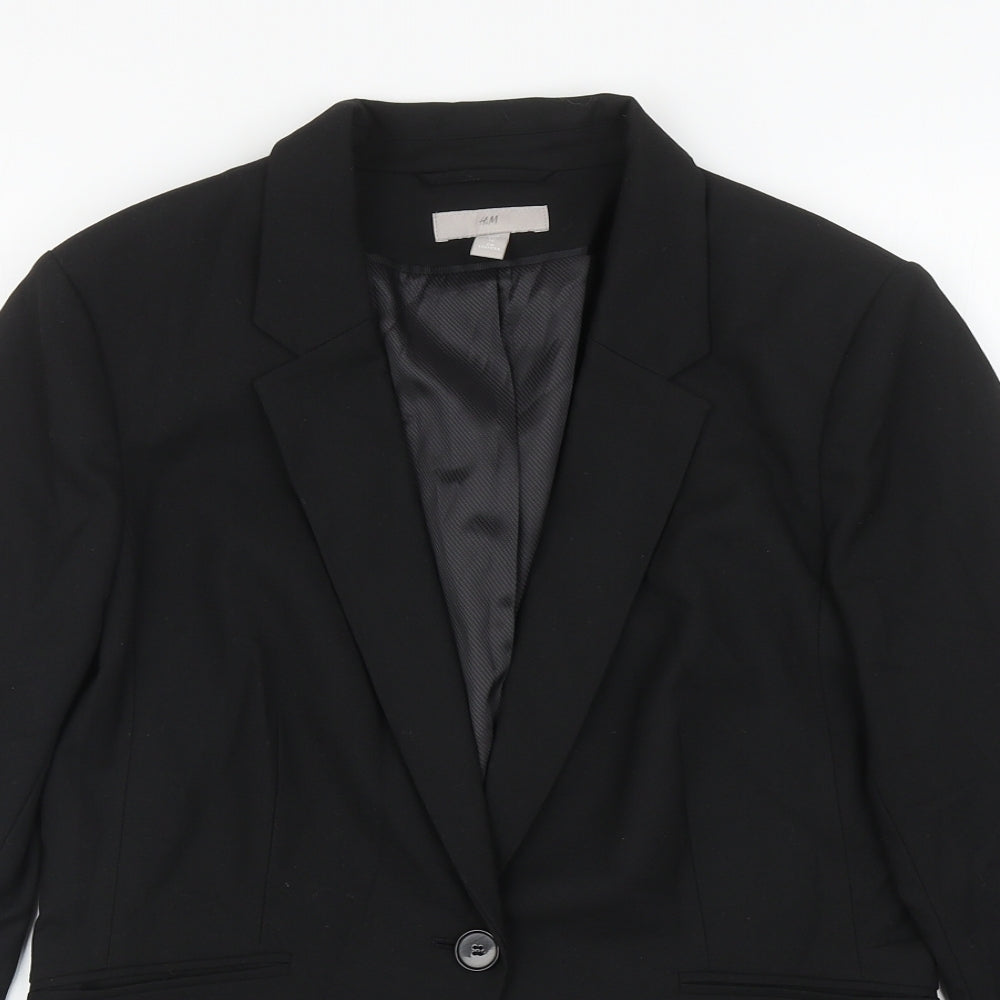 H&M Womens Black Polyester Jacket Blazer Size 12