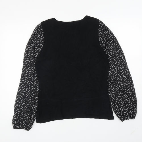 F&F Womens Black Square Neck Geometric Viscose Pullover Jumper Size 16