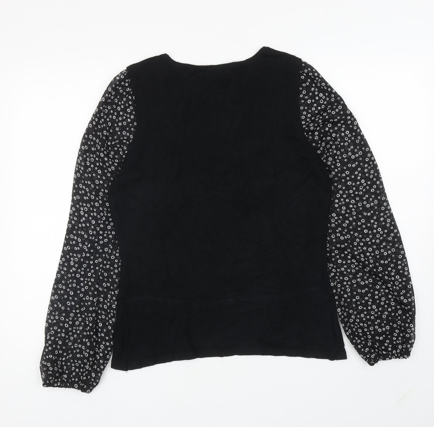 F&F Womens Black Square Neck Geometric Viscose Pullover Jumper Size 16