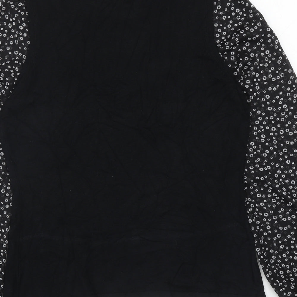 F&F Womens Black Square Neck Geometric Viscose Pullover Jumper Size 16