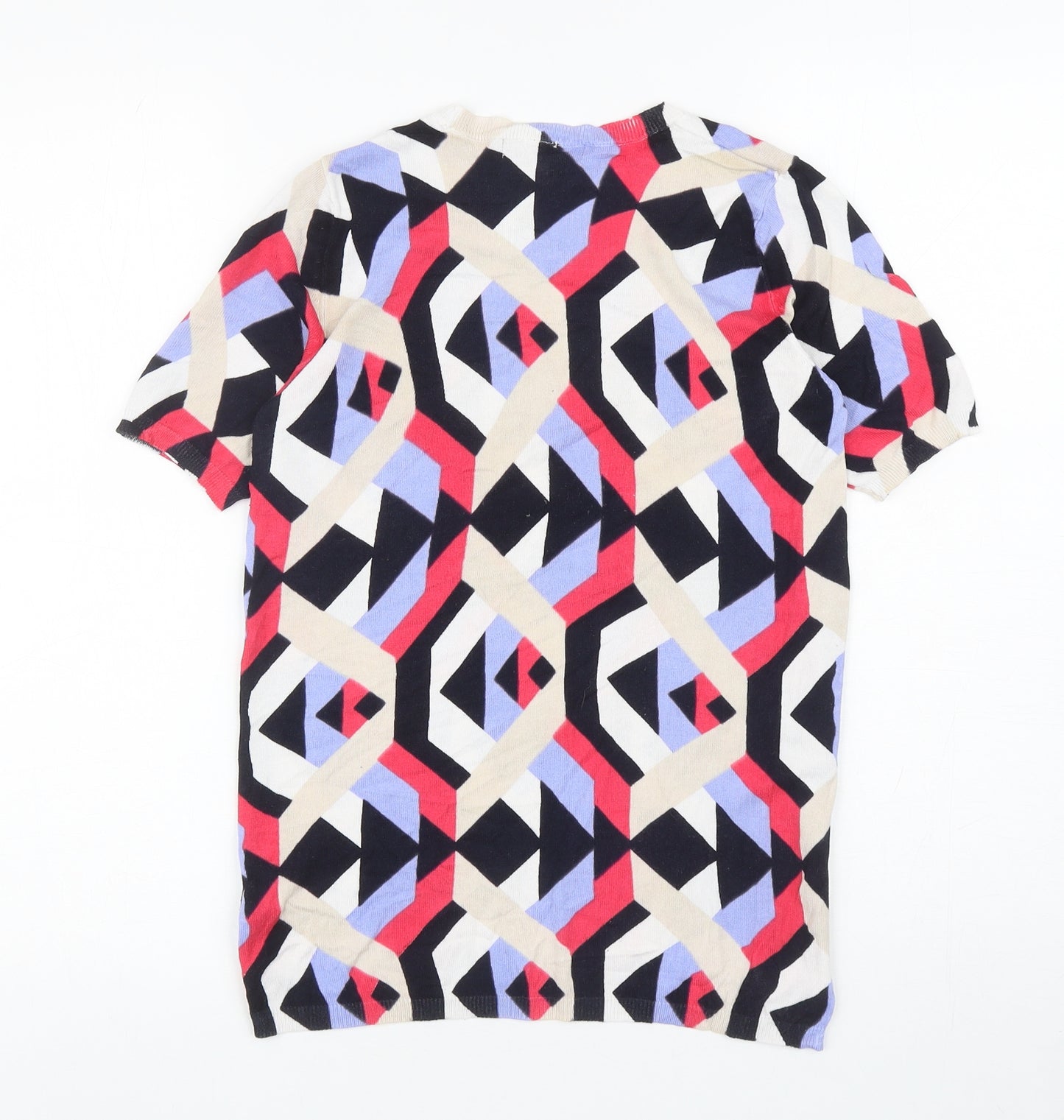 Marks and Spencer Womens Multicoloured Round Neck Geometric Viscose Pullover Jumper Size 10