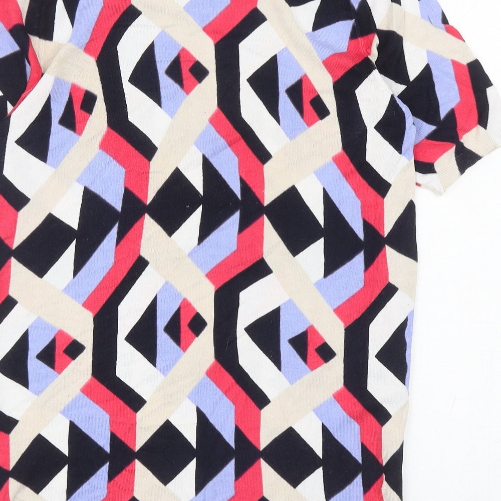 Marks and Spencer Womens Multicoloured Round Neck Geometric Viscose Pullover Jumper Size 10