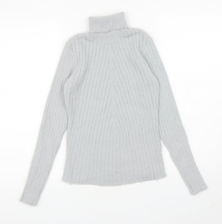 QED London Womens Grey Roll Neck Polyester Pullover Jumper Size M
