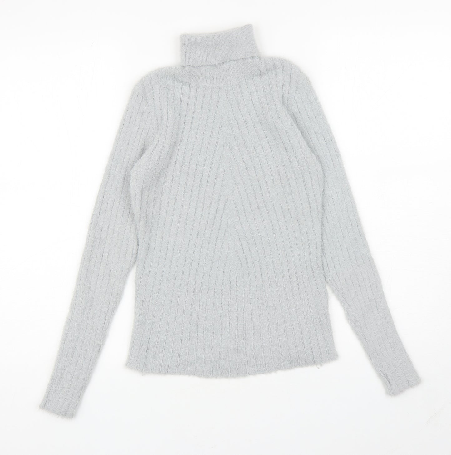 QED London Womens Grey Roll Neck Polyester Pullover Jumper Size M