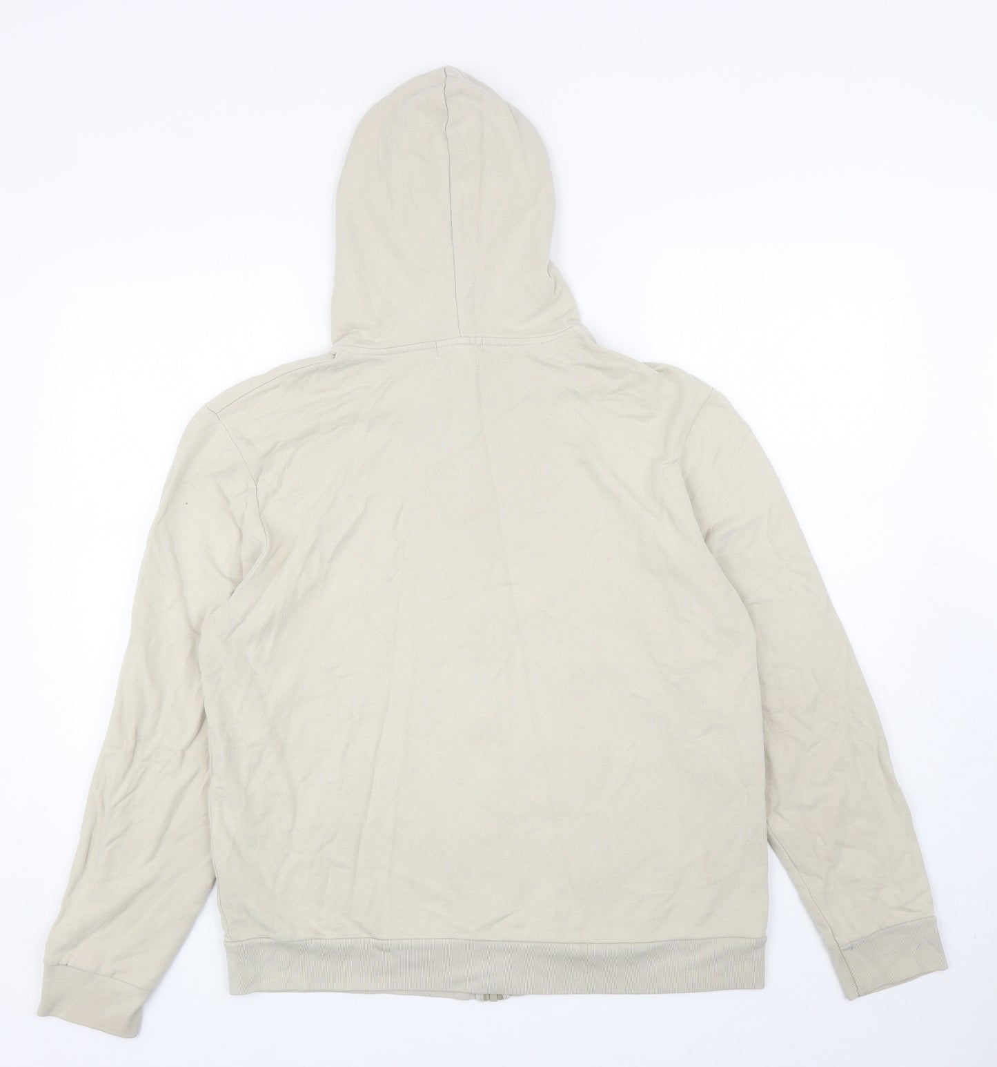 Topman Mens Beige Cotton Full Zip Hoodie Size L