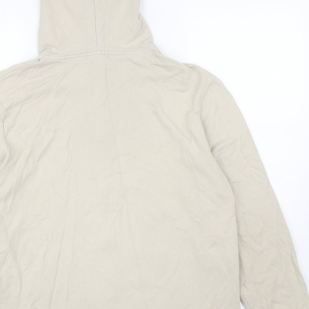 Topman Mens Beige Cotton Full Zip Hoodie Size L