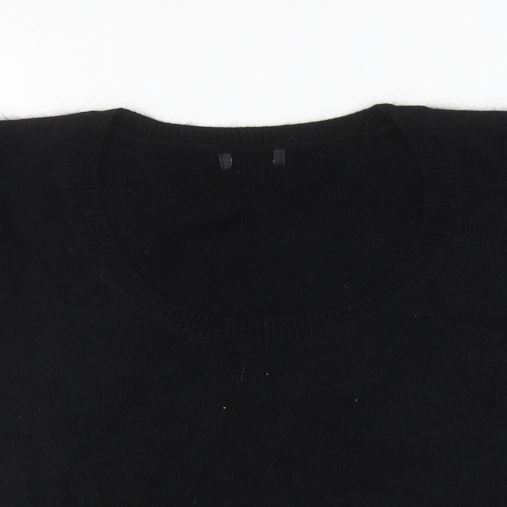 Matalan Womens Black Scoop Neck Acrylic Pullover Jumper Size 16